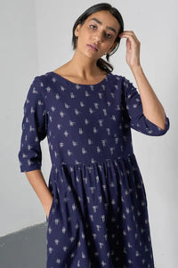Bibico Orla Navy Ikat Print Dress - The Mercantile London
