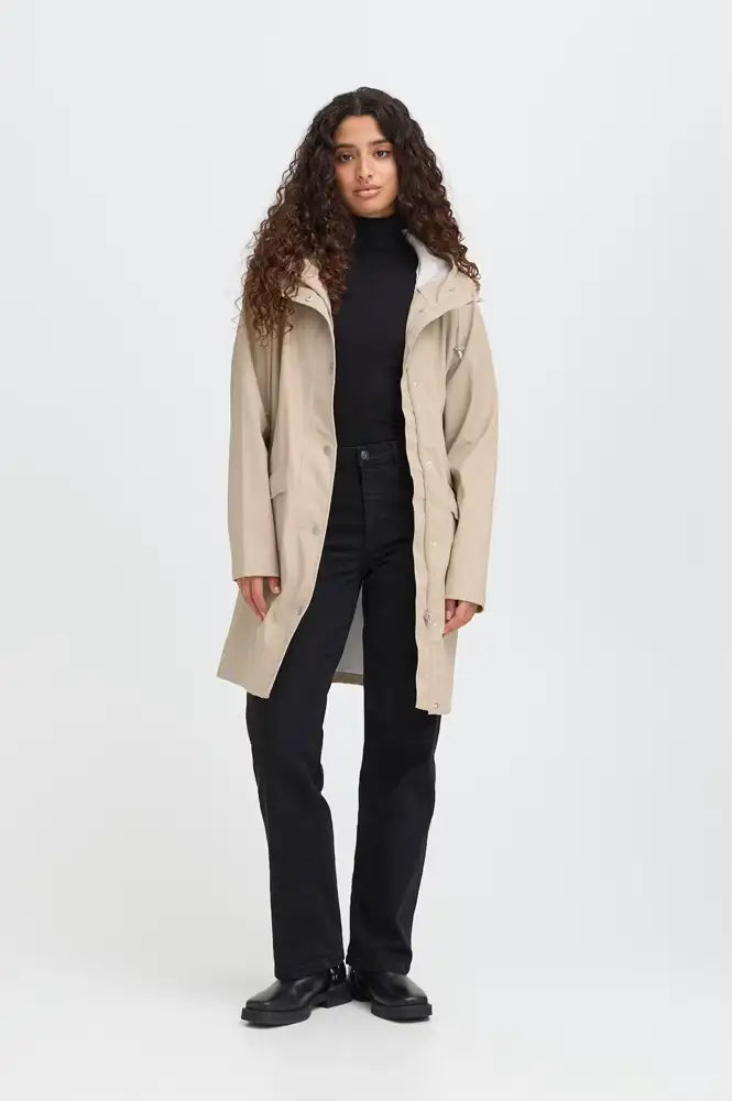 ICHI Tazi Doeskin Beige Raincoat