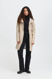 ICHI Tazi Doeskin Beige Raincoat