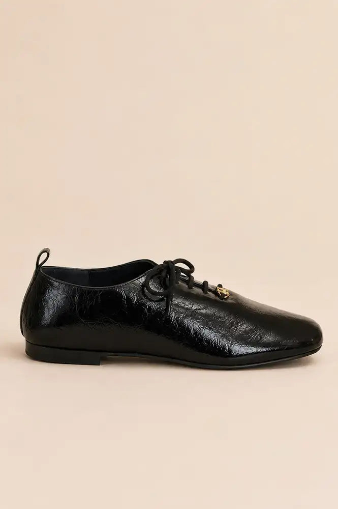 Petite Mendigote Caroline Black Patent Derby Shoes