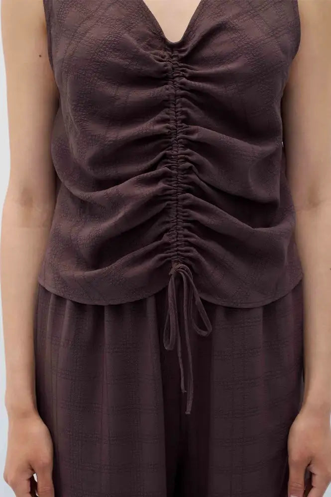 Rita Row Bisou Brown Reversible Ruched Top - The Mercantile London