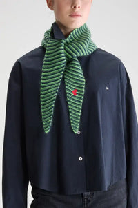Bellerose Dusol Navy & Green Striped Triangle Scarf