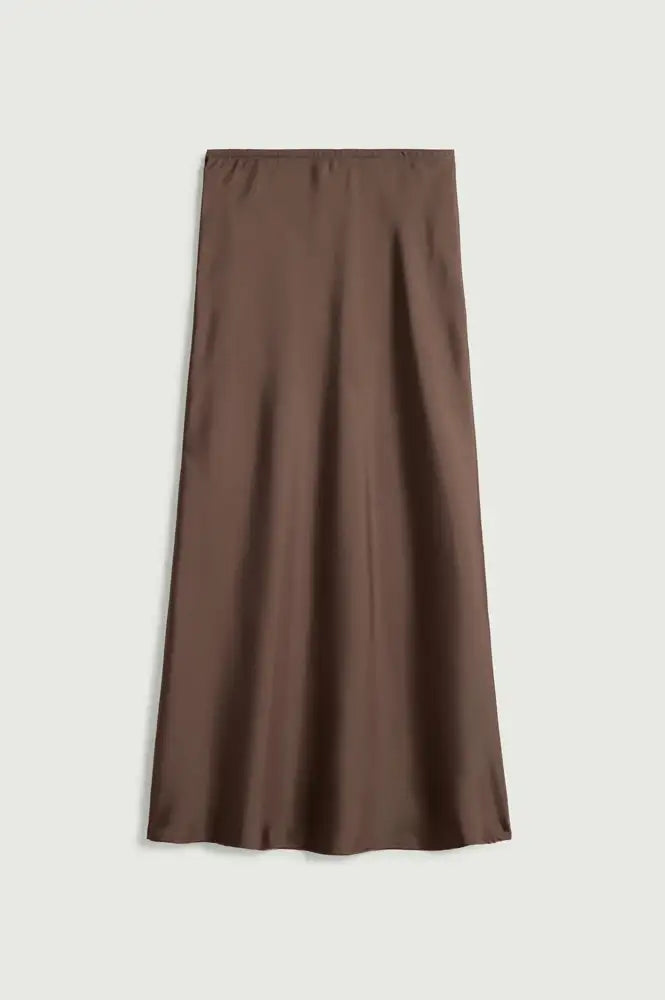 Soeur Fever Brown Fluid Twill Bias Cut Skirt