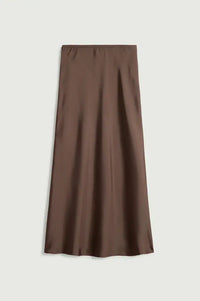 Soeur Fever Brown Fluid Twill Bias Cut Skirt