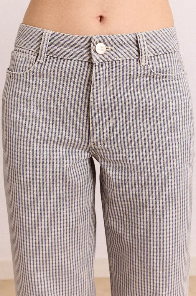 Damson Madder Anya Navy Checked Capri Jeans