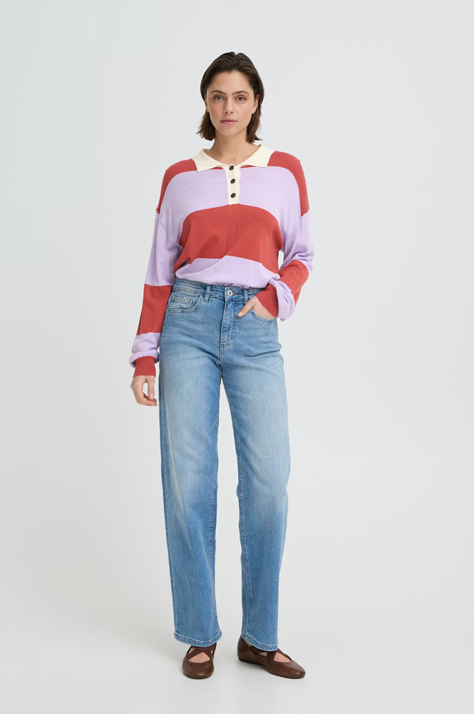 ICHI Boston Violet Rose Striped Pullover