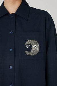 Stella Nova Navy Embellished Moon Shirt - The Mercantile London
