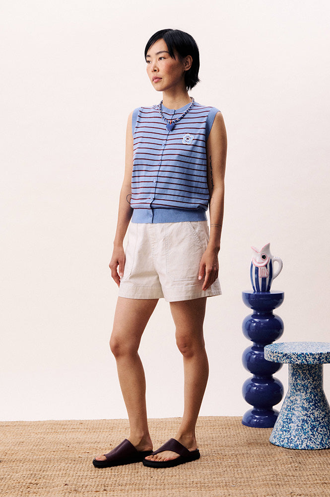 FRNCH Naia Cream Stripe Shorts - The Mercantile London