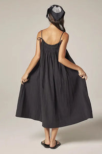 Amente Charcoal Smocked Tie Dress
