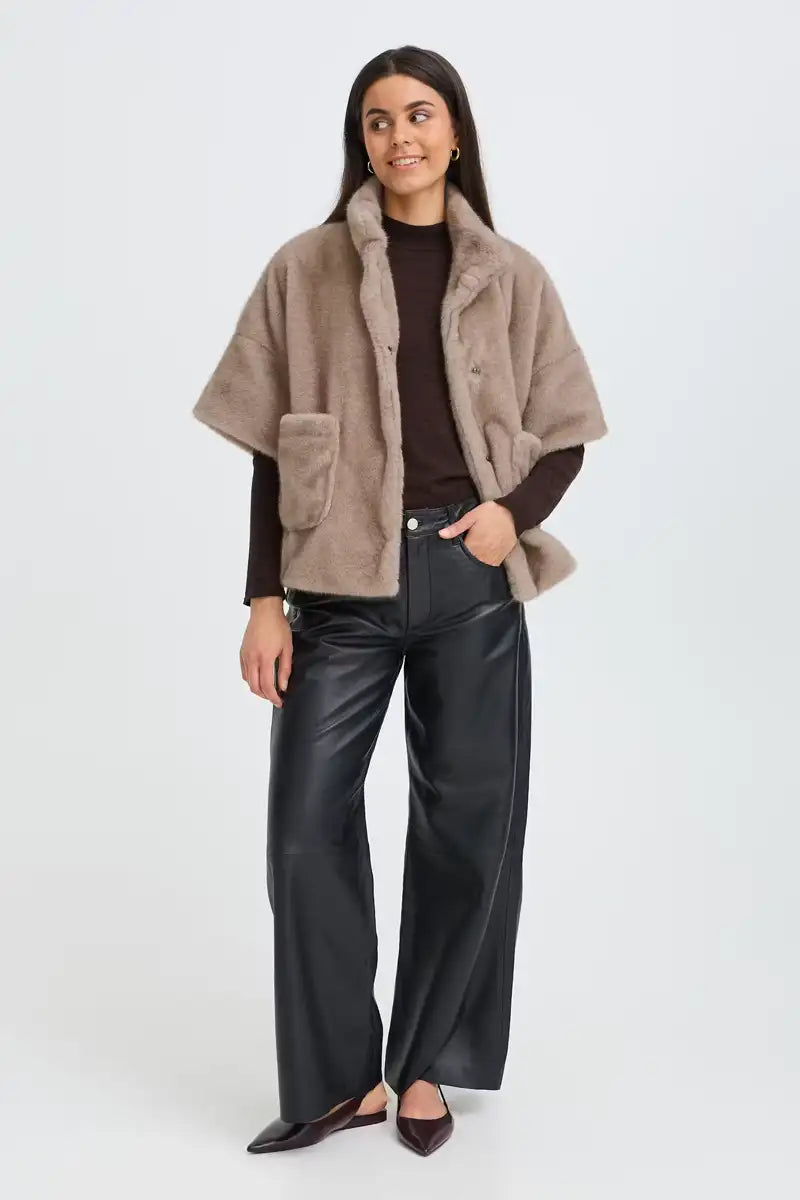 Fransa Doris Driftwood Grey Fur Jacket
