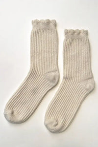 Le Bon Shoppe Linen Scallop Naturel Socks