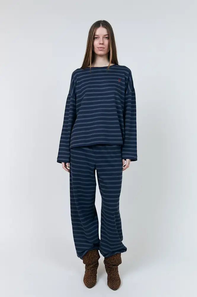 Lolly's Laundry Demi Dark Blue Striped Sweatshirt