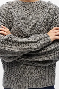 Object Hinna Medium Grey Cable Knitted Jumper