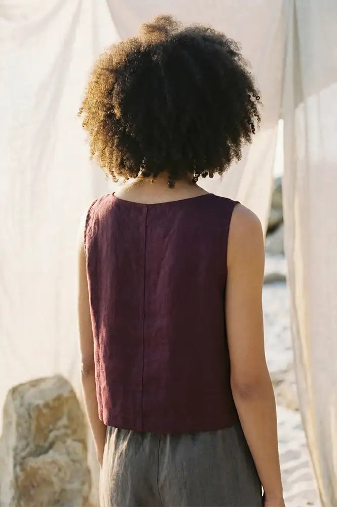 Artisans Of Humanity Wine Linen Tank Top
