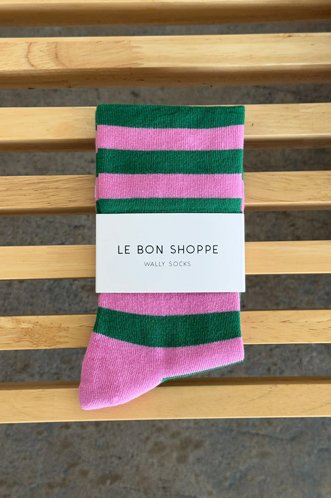 Le Bon Shoppe Wally Pink Wide Stripe Socks - The Mercantile London