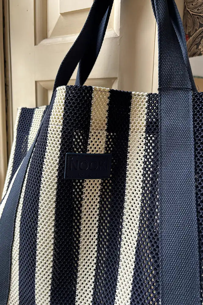 Nooki Hackney Blue Mix Striped Shopper - The Mercantile London