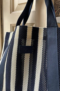 Nooki Hackney Blue Mix Striped Shopper - The Mercantile London