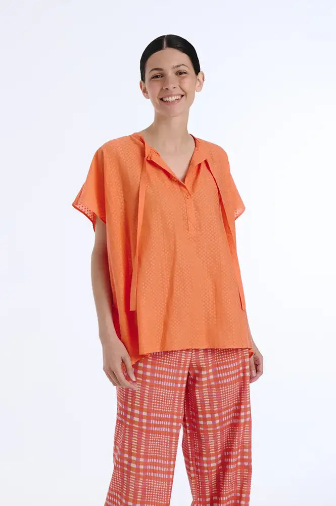 Tanavana Ivy Plains Orange Blouse - The Mercantile London