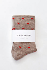 Le Bon Shoppe Latte & Red Heart Sneaker Socks