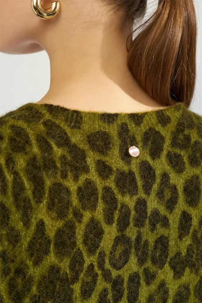 Numph Riette Calla Green Leopard Jumper