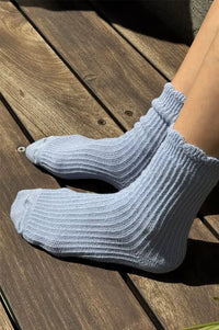 Le Bon Shoppe Linen Scallop Pale Blue Socks