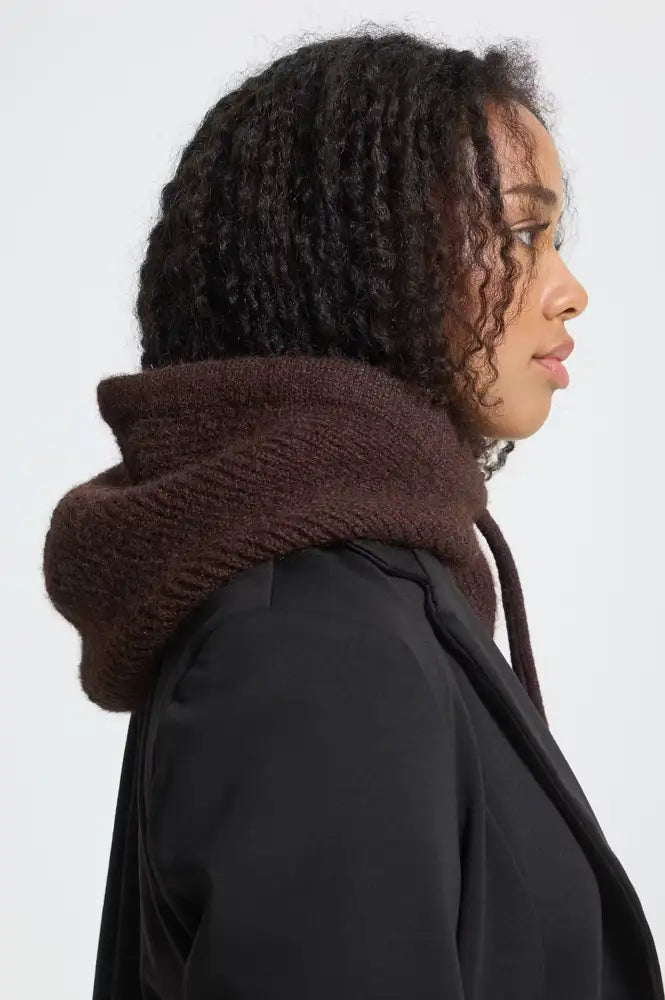 ICHI Gunilla Chicory Coffee Knitted Hood