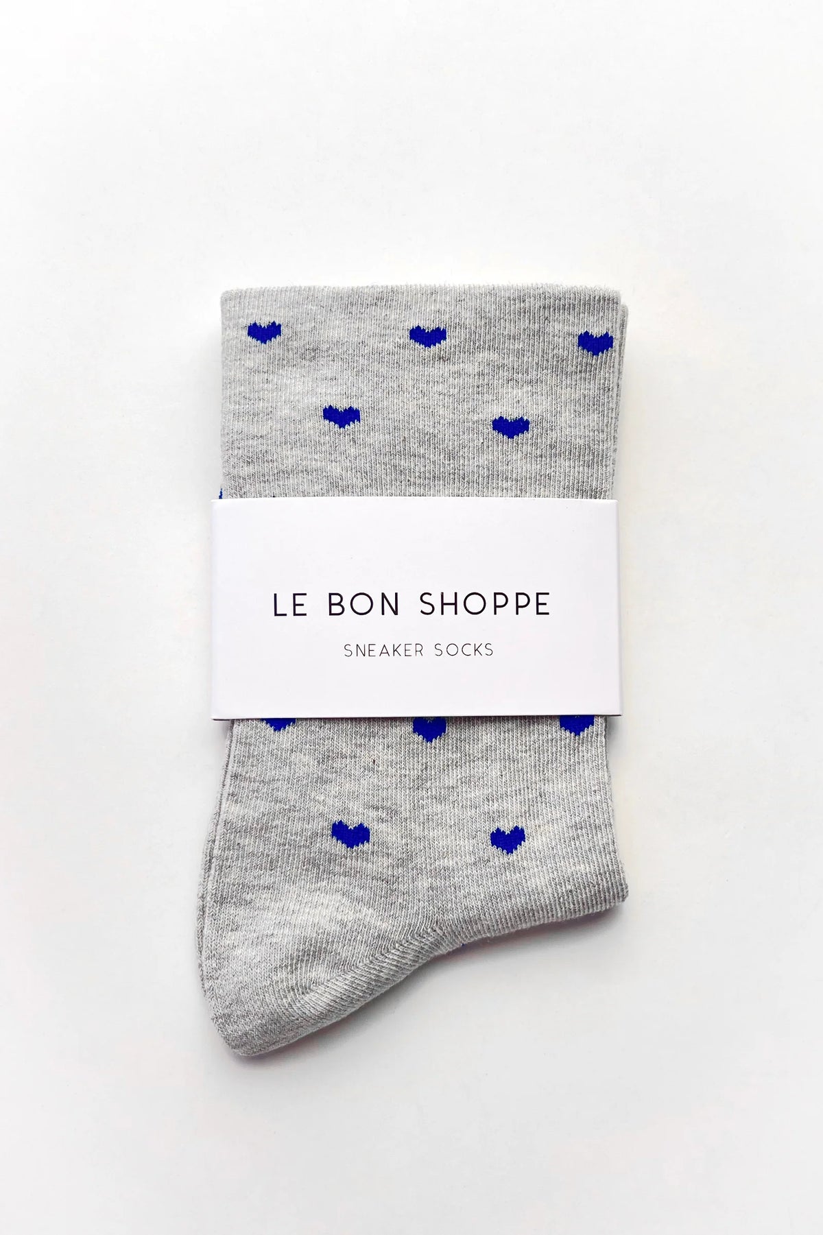Le Bon Shoppe Melange Grey & Cobalt Heart Sneaker Socks