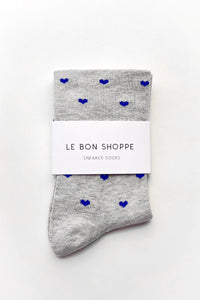 Le Bon Shoppe Melange Grey & Cobalt Heart Sneaker Socks