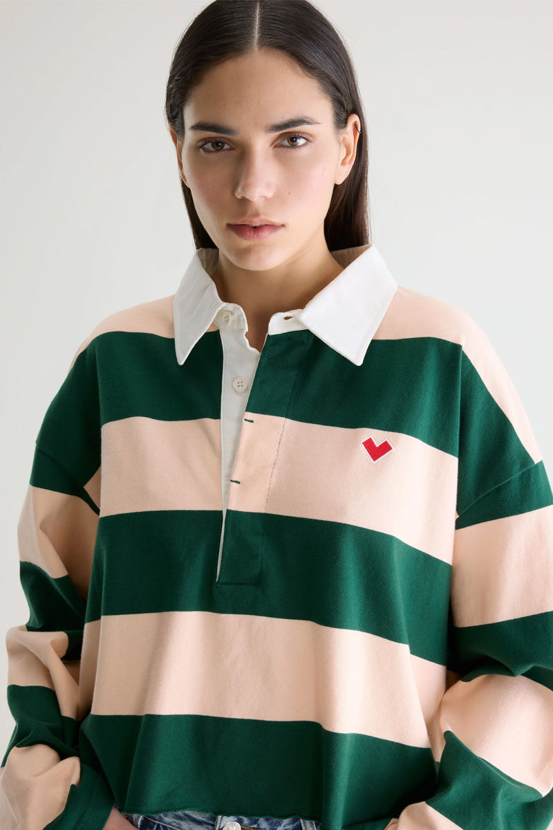 Bellerose Felito Bottle Green Stripe Polo Top