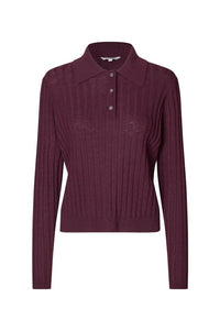 MBYM Idriana Fig Knit Polo Top - The Mercantile London