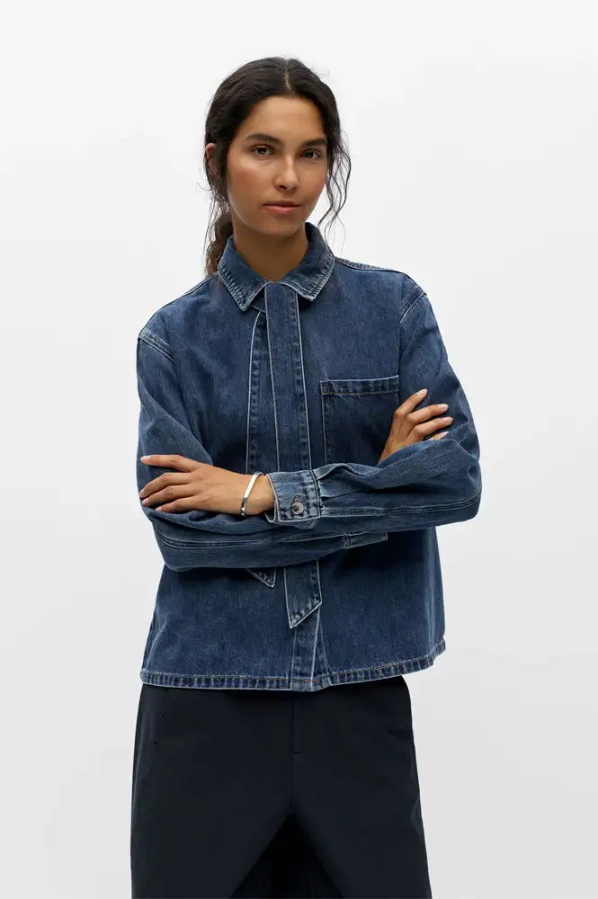Object Bow Medium Blue Denim Shirt