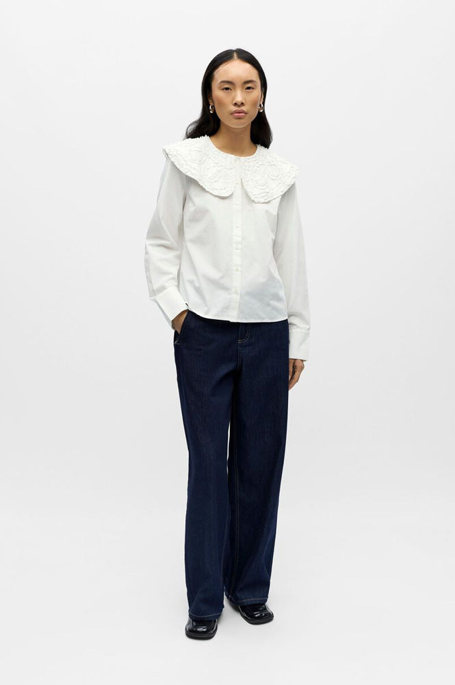Object Enesa Cloud Dancer Shirt With Oversized Collar - The Mercantile London