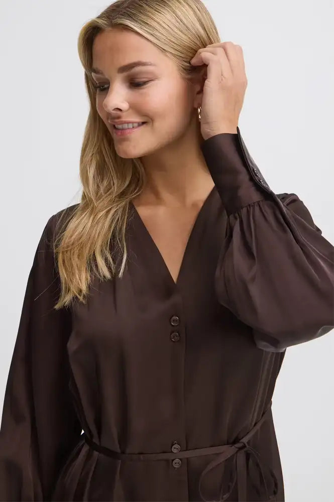 Fransa Junia Molé Brown Shirt Dress