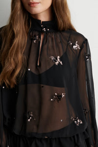 Second Female Luma Black Sequin Blouse