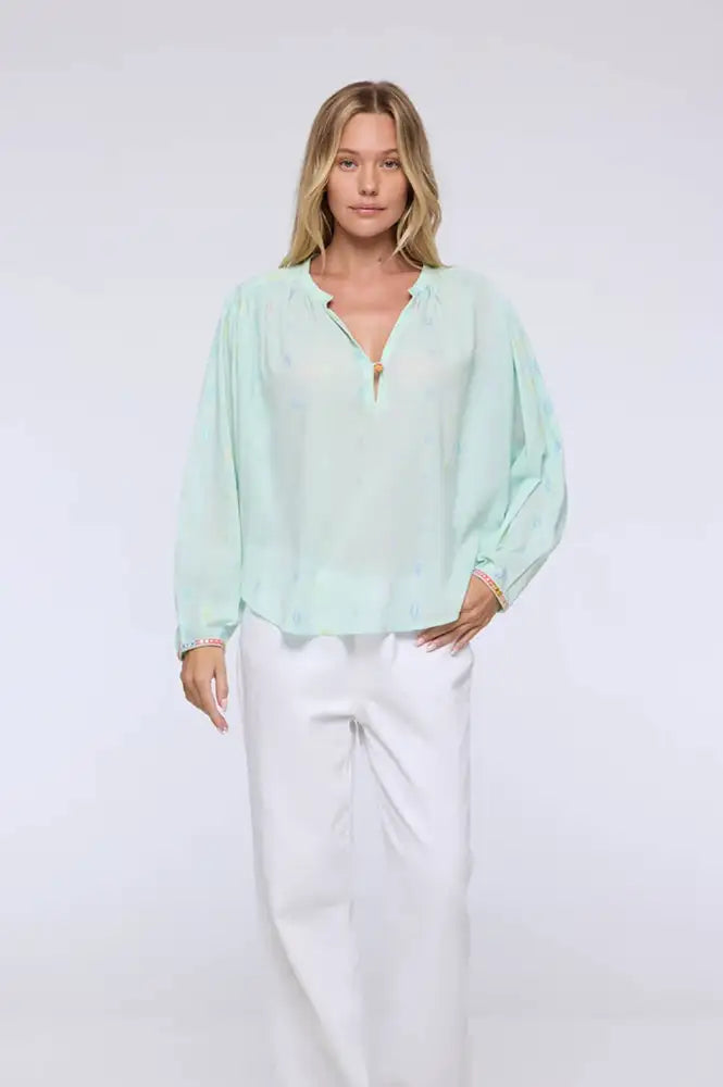 Charlie Joe Adua Aqua Embroidered Blouse - The Mercantile London