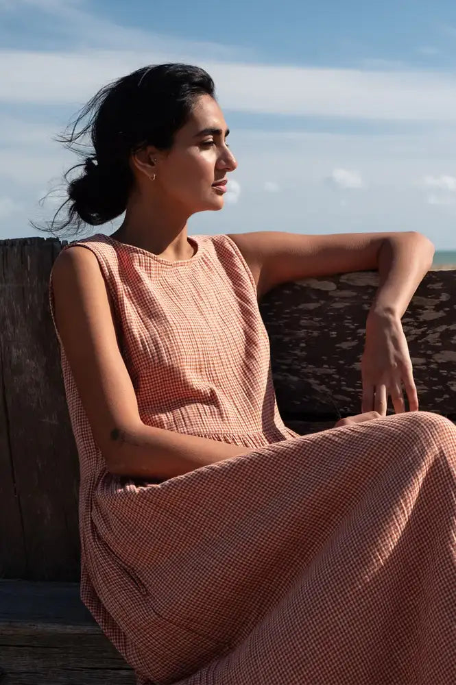 Bibico Elaine Rust Check Dress - The Mercantile London