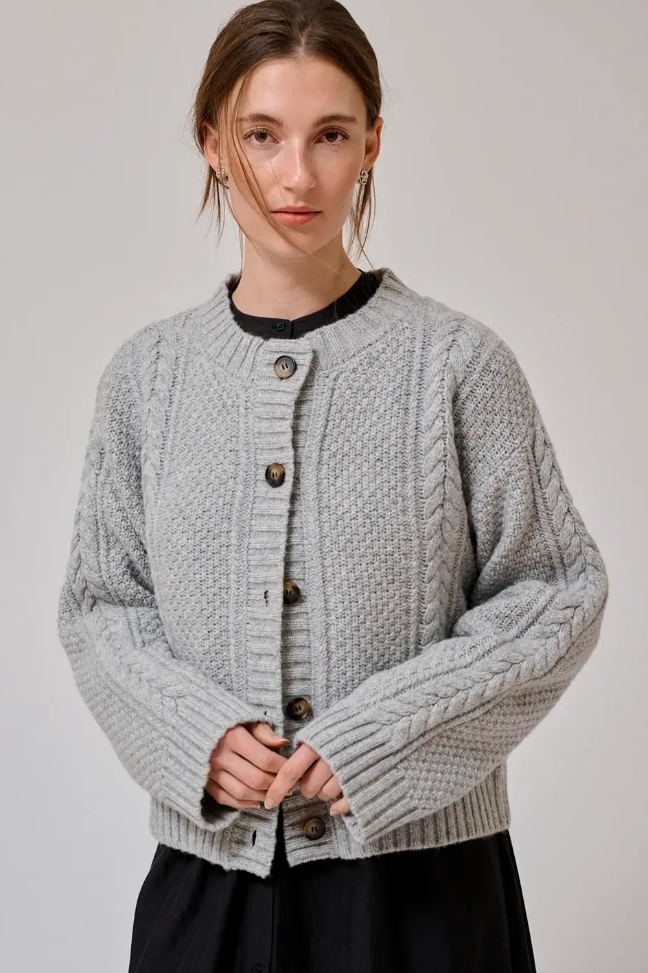 Anne Mi Heather Melange Knit Cardigan