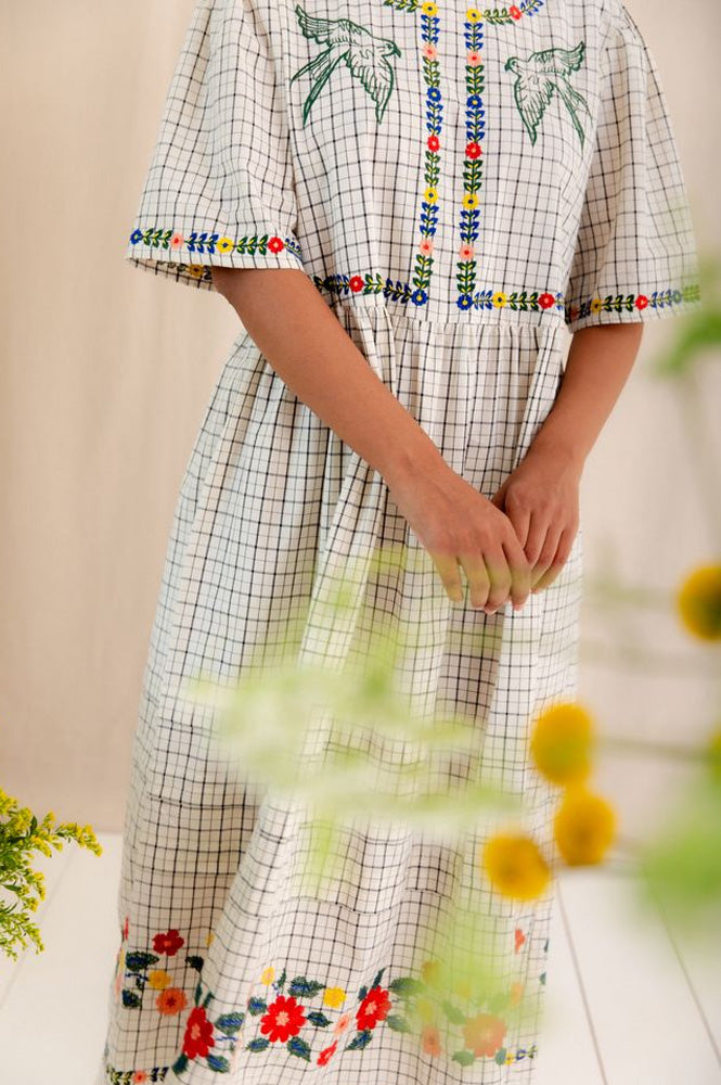 Bonté Sienna Ecru Embroidered Dress - The Mercantile London