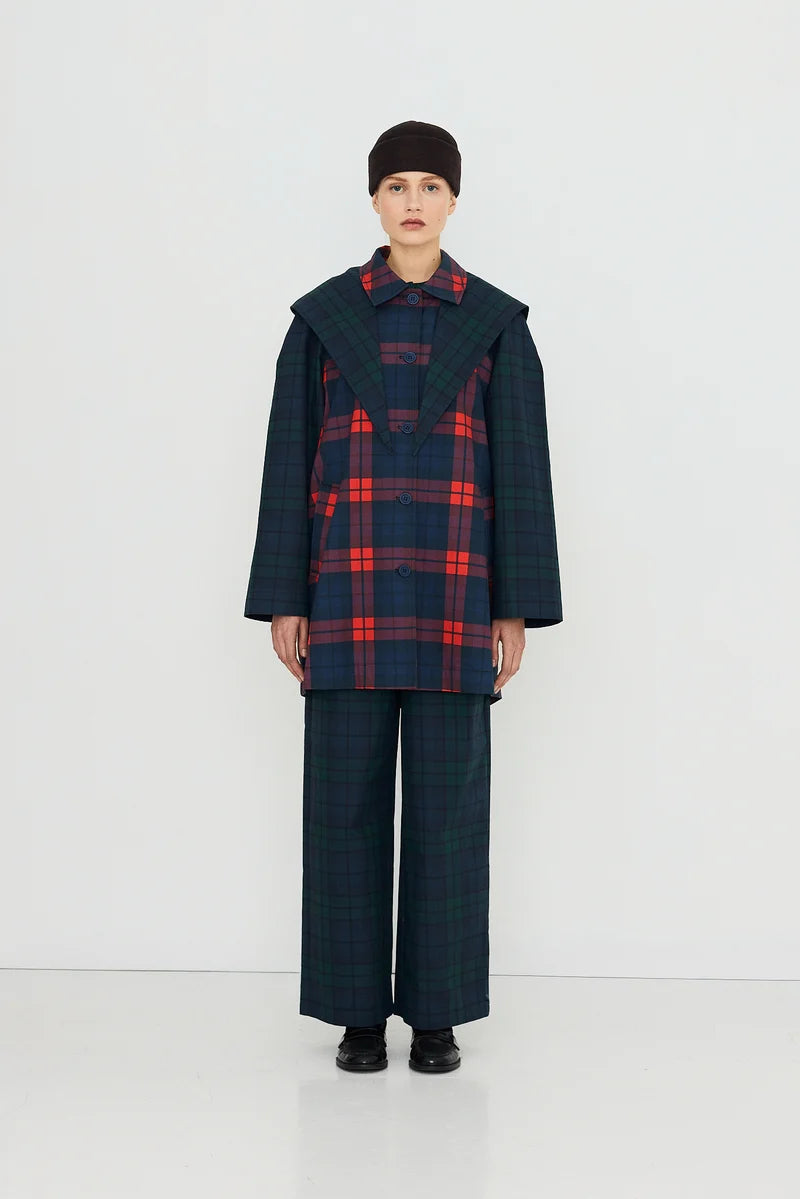 The Tiny Big Sister Check Hood Trench Coat