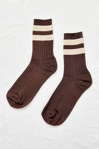 Le Bon Shoppe Her Varsity Espresso Socks - The Mercantile London