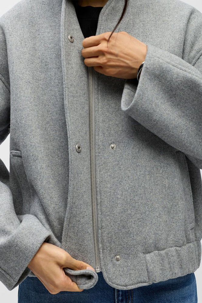 Object Pisa Grey Wool Blend Bomber Jacket