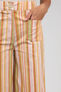 An'ge Rosina Yellow & Lime Striped Trousers - The Mercantile London
