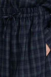 ICHI Trine Total Eclipse Navy Check Trousers - The Mercantile London