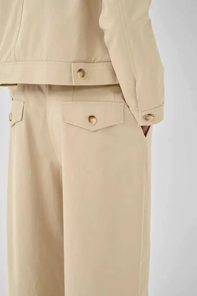 My Essential Wardrobe Cindy Feather Beige Trousers - The Mercantile London