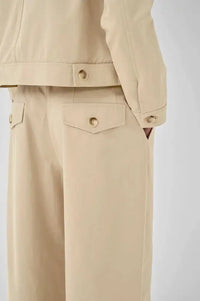 My Essential Wardrobe Cindy Feather Beige Trousers - The Mercantile London