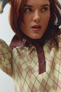 Noella Makayla Diya Yellow Argyle Jumper - The Mercantile London