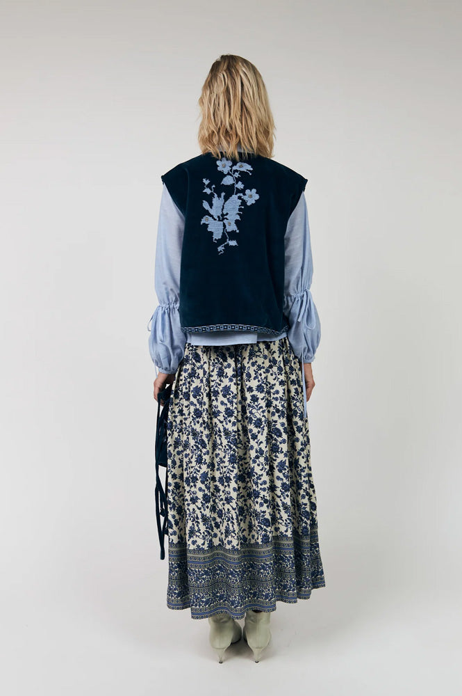 Lolly's Laundry Bini Navy Embroidered Vest