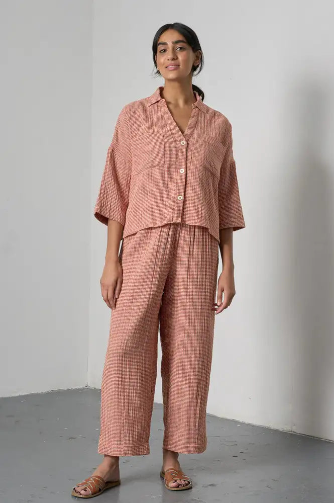 Bibico Clara Rust Check Trousers - The Mercantile London