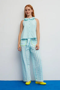 Dr Bloom Pesto Aqua Blouse - The Mercantile London