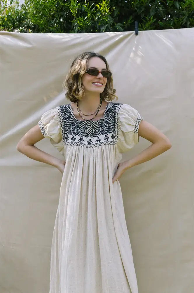Arifah Studio Chiapas Black Embroidered Dress
